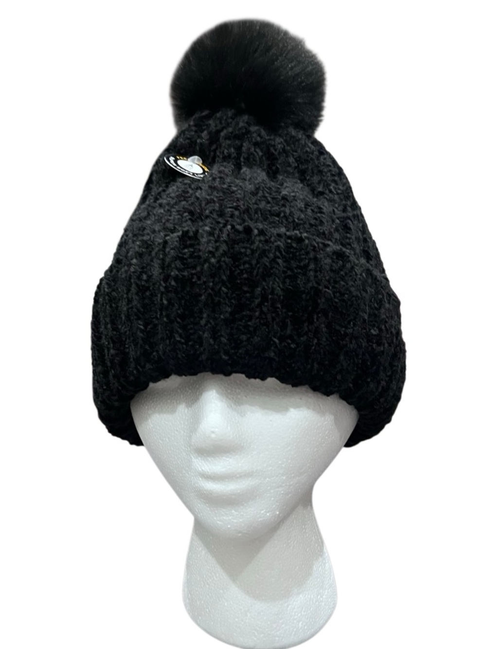 London Fog women's knit Plush beanie Black